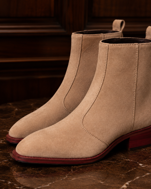 Beige Suede Chelsea Boots