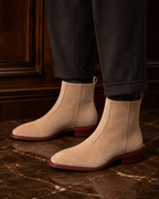 Beige Suede Chelsea Boots