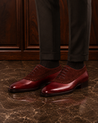 Burgundy Leather & Suede Brogue Oxford Shoes