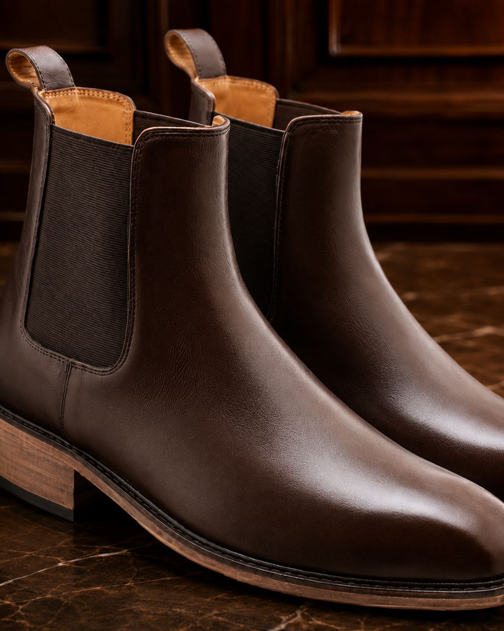 Dark Brown Leather Chelsea Boots