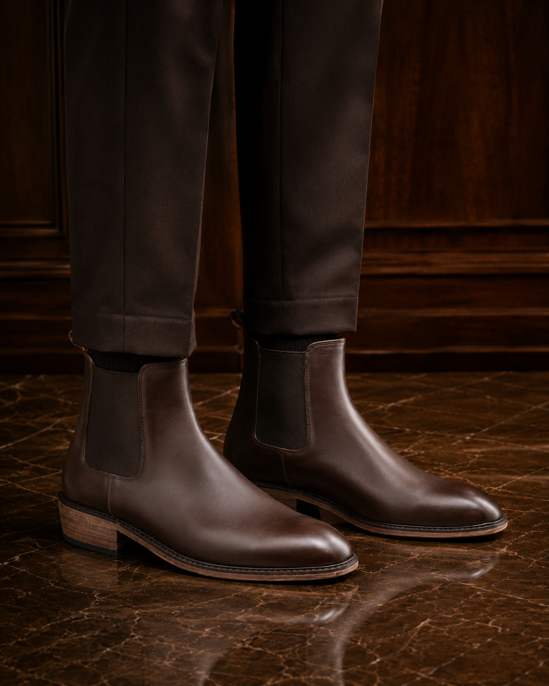 Dark Brown Leather Chelsea Boots