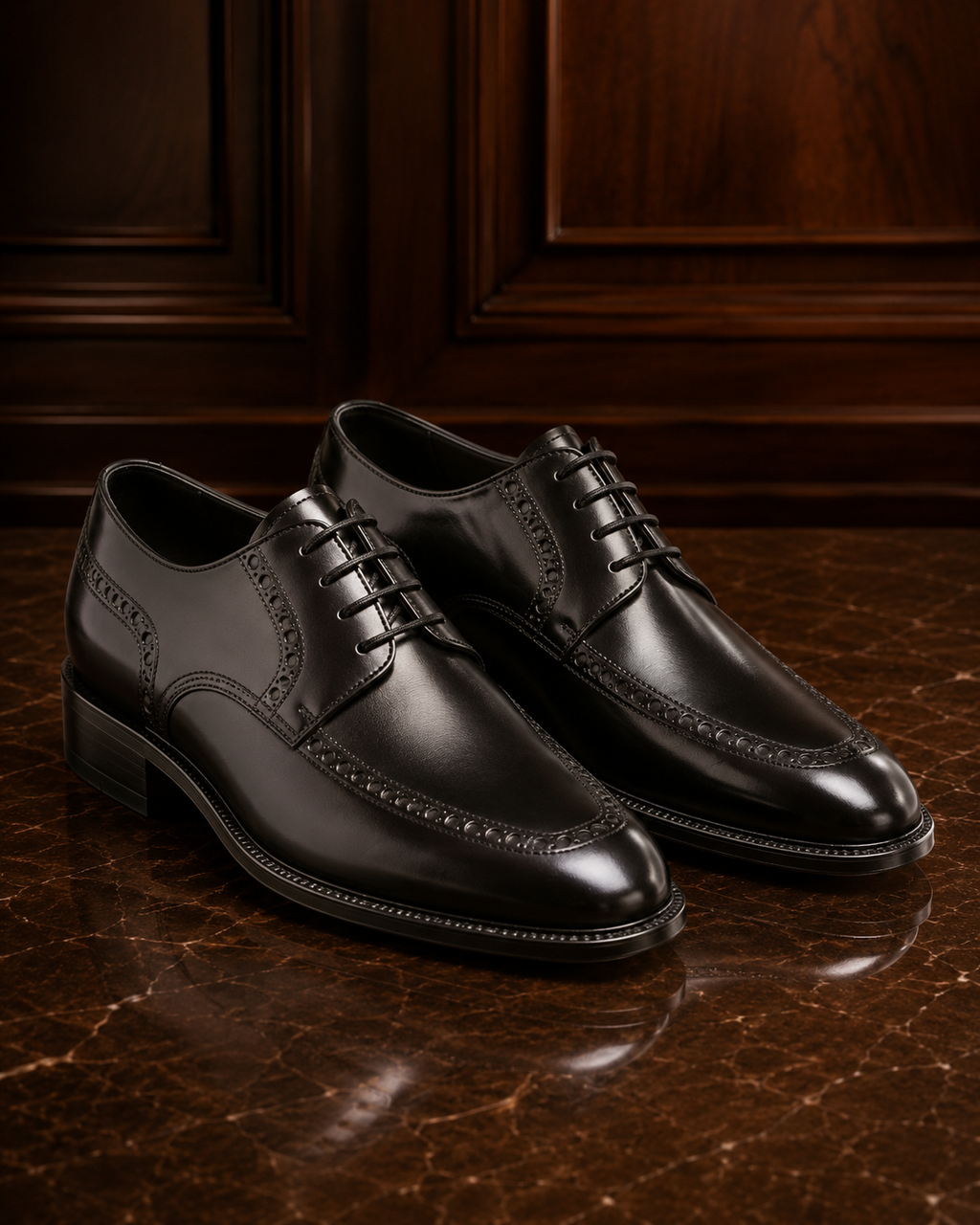 Black Leather Brogue Shoes