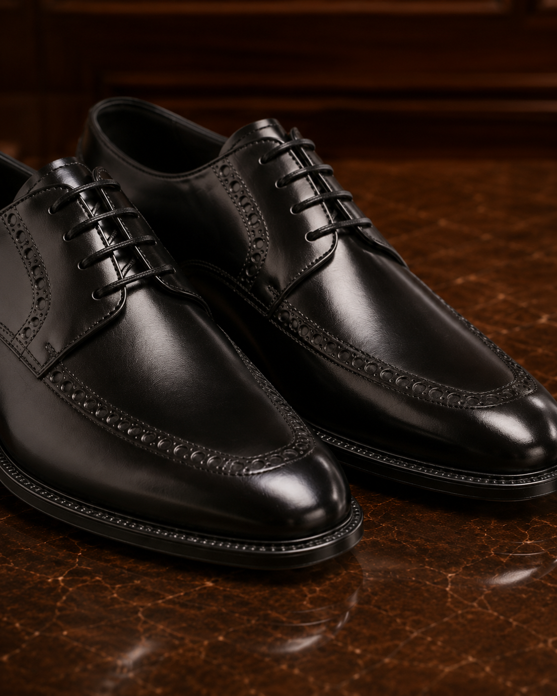 Black Leather Brogue Shoes