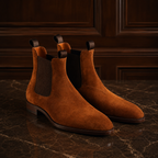 Cognac Suede Chelsea Boots
