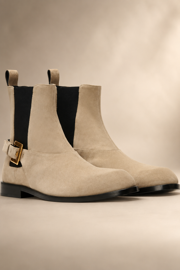Suede Buckle Chelsea Boots