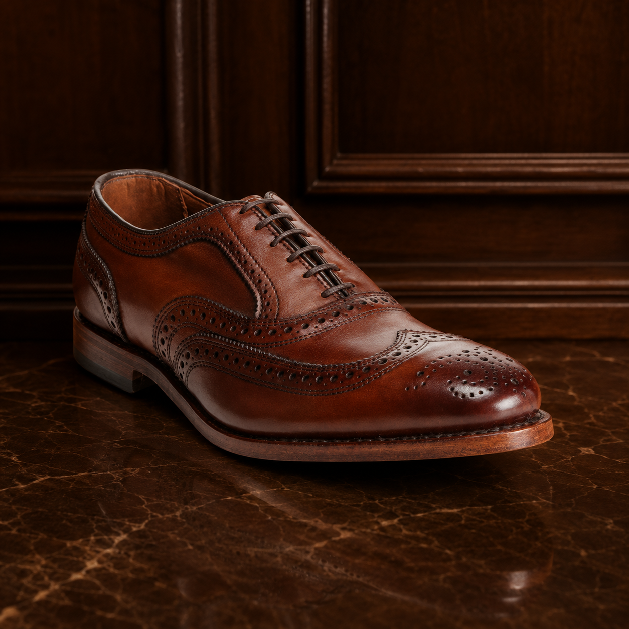 Heritage Brown Wingtip Brogue Oxford Shoes
