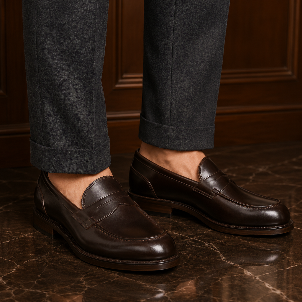 Classic Dark Brown Leather Penny Loafers