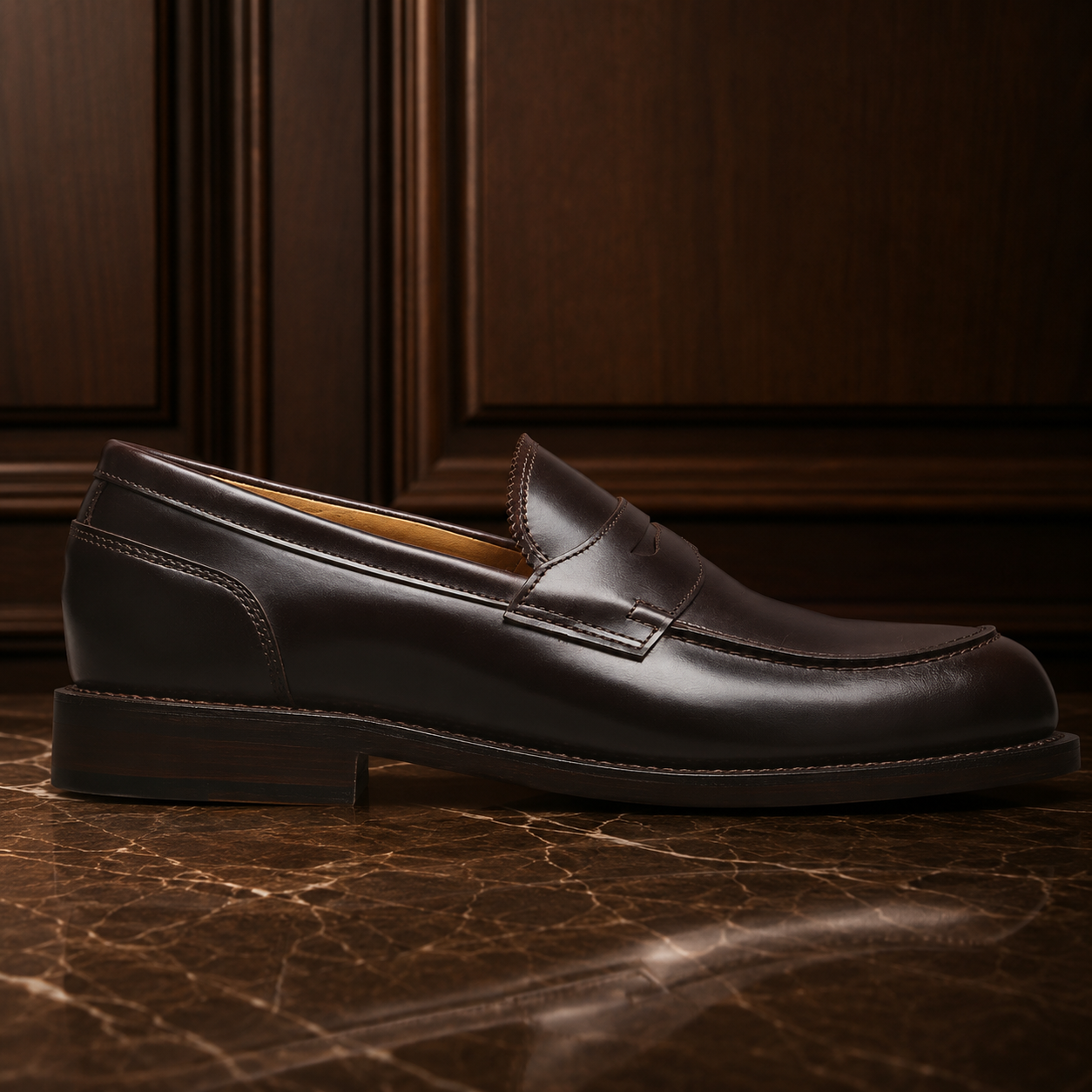 Classic Dark Brown Leather Penny Loafers