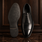 Noir Cap-Toe Oxford Shoes