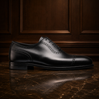 Noir Cap-Toe Oxford Shoes