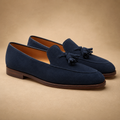 Navy Suede Tassel Loafers