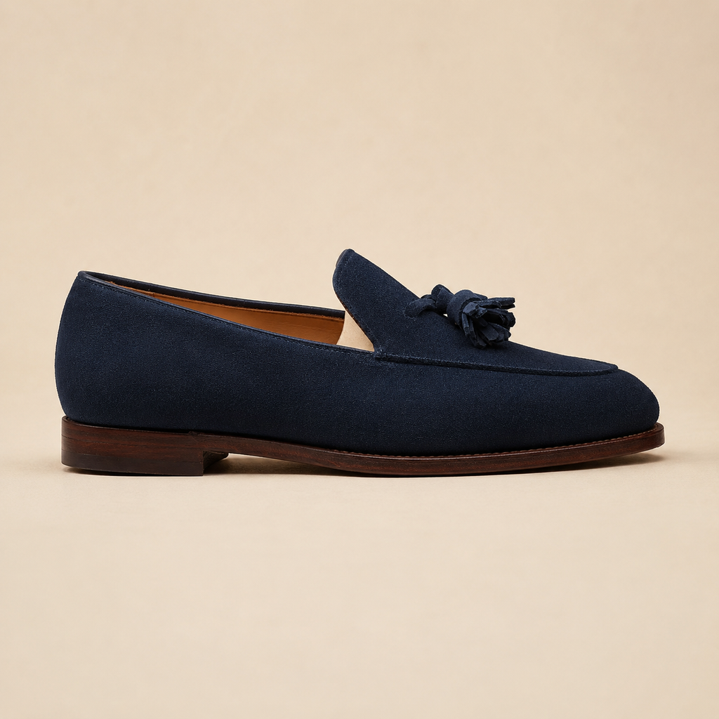 Navy Suede Tassel Loafers