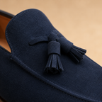 Navy Suede Tassel Loafers