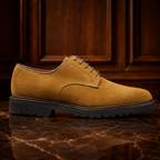 Tan Suede Derby Shoes with Lug Sole