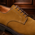 Tan Suede Derby Shoes with Lug Sole