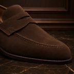 VELOR Espresso Brown Suede Penny Loafers