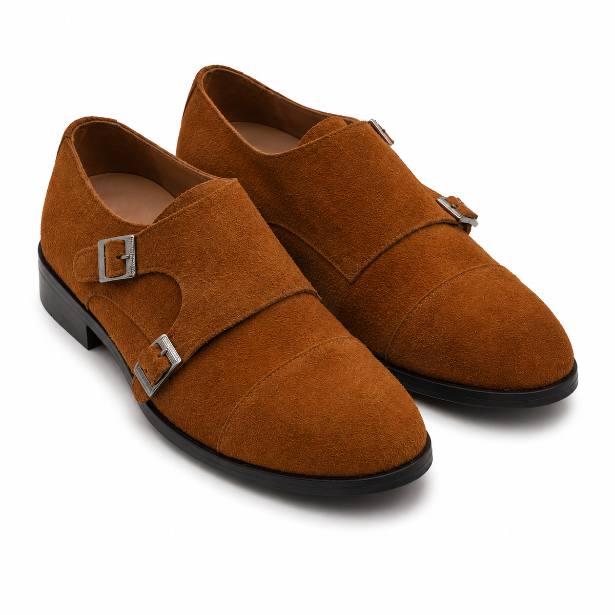 Cavendish Cognac Suede Double Monk Strap Shoes