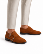 Cavendish Cognac Suede Double Monk Strap Shoes