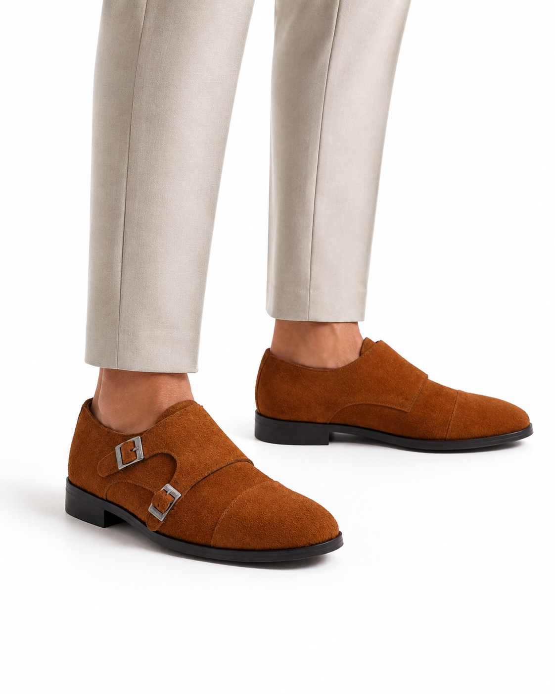 Cavendish Cognac Suede Double Monk Strap Shoes