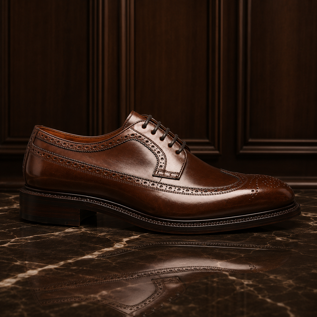 Heritage Brown Leather Wingtip Brogue Shoes