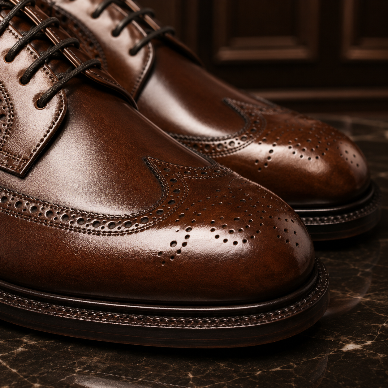 Heritage Brown Leather Wingtip Brogue Shoes
