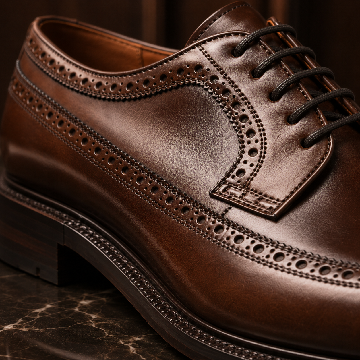 Heritage Brown Leather Wingtip Brogue Shoes