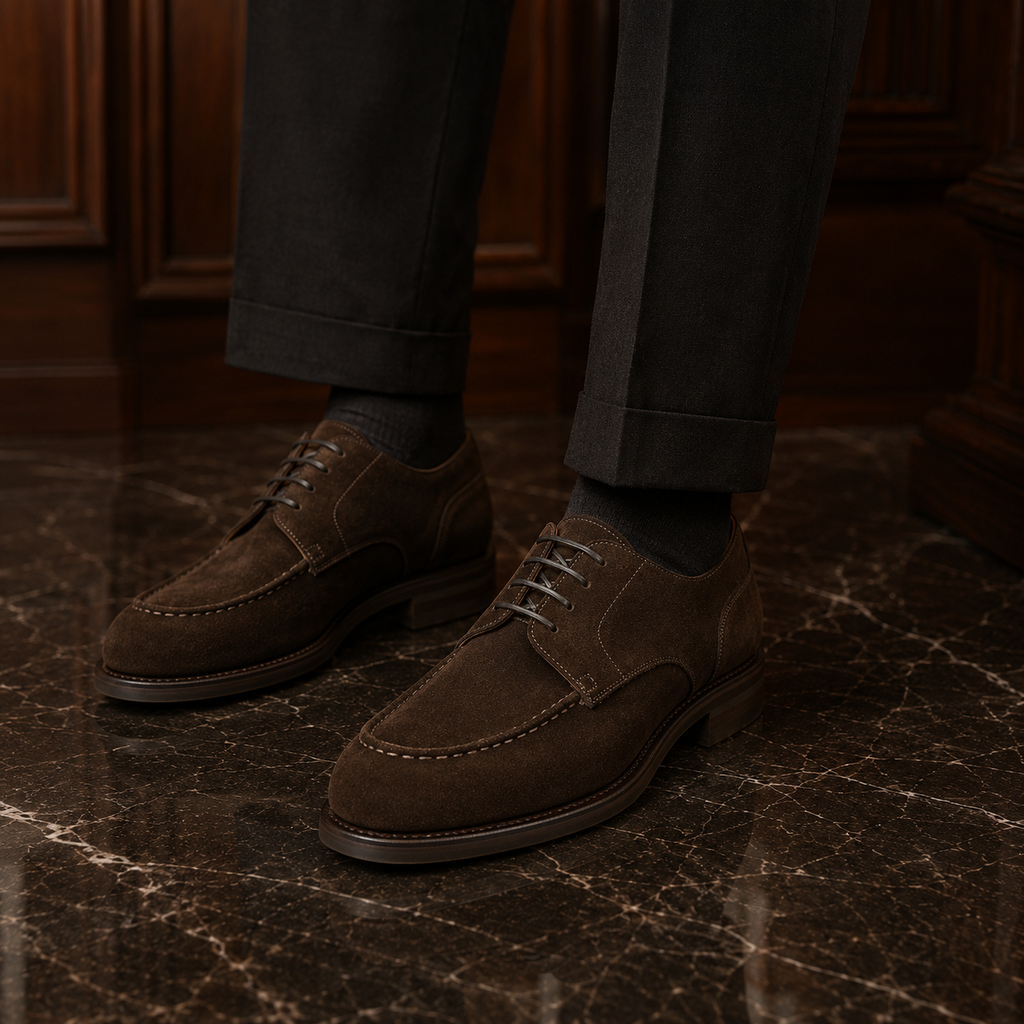 Camden Dark Brown Suede Derby Shoes