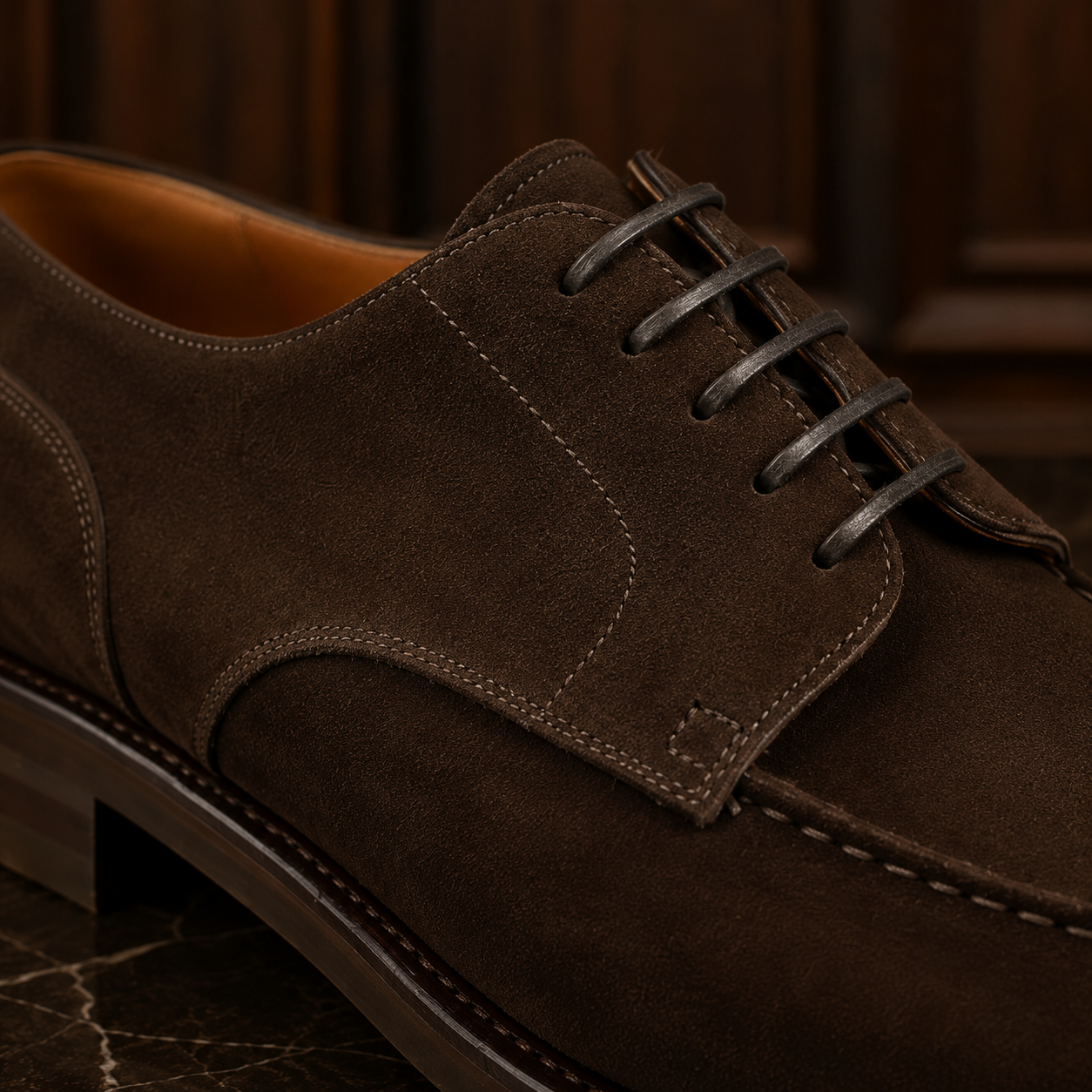 Camden Dark Brown Suede Derby Shoes