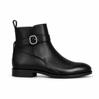 Sterling Black Leather Buckle Ankle Boots