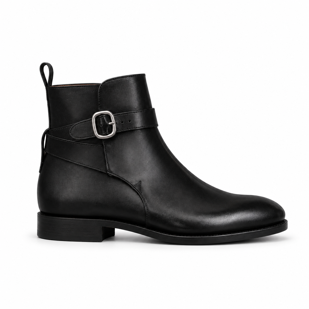 Sterling Black Leather Buckle Ankle Boots