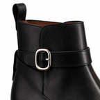 Sterling Black Leather Buckle Ankle Boots