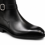 Sterling Black Leather Buckle Ankle Boots