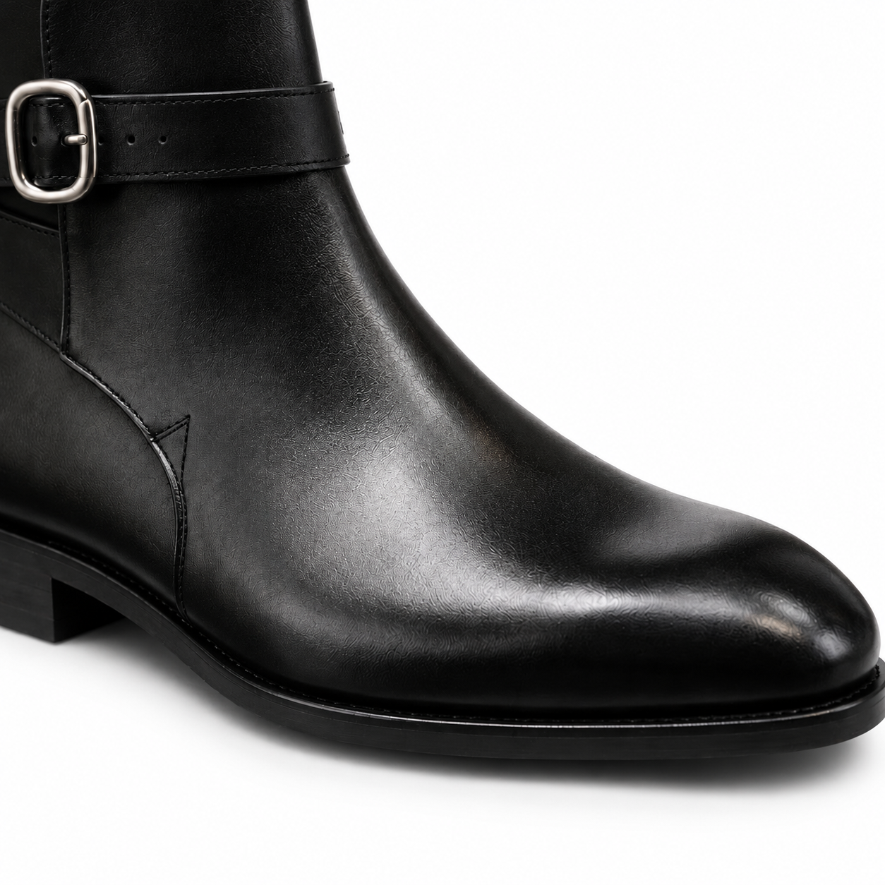 Sterling Black Leather Buckle Ankle Boots