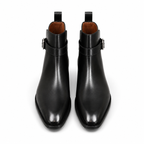 Sterling Black Leather Buckle Ankle Boots