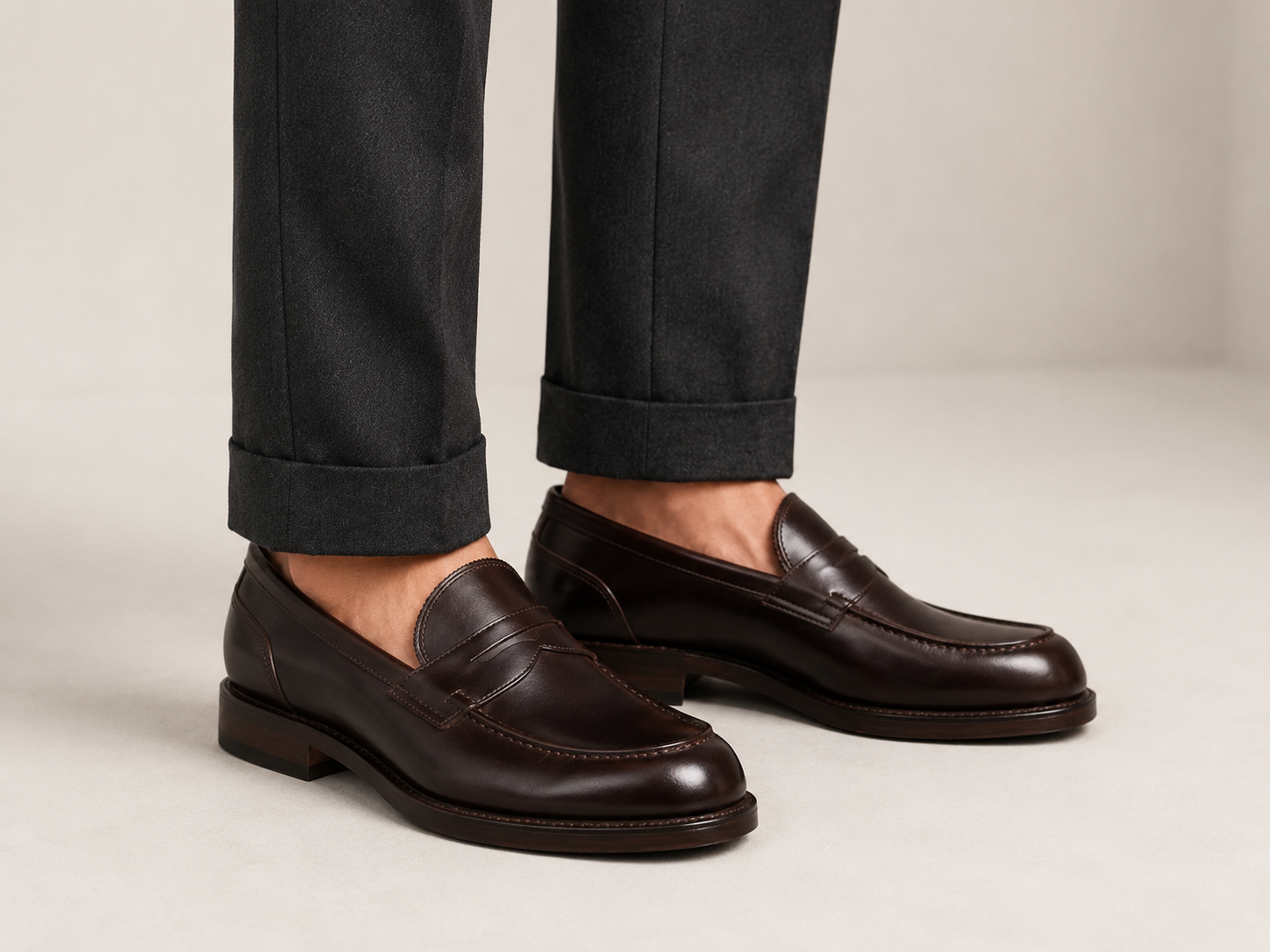 Classic Dark Brown Leather Penny Loafers