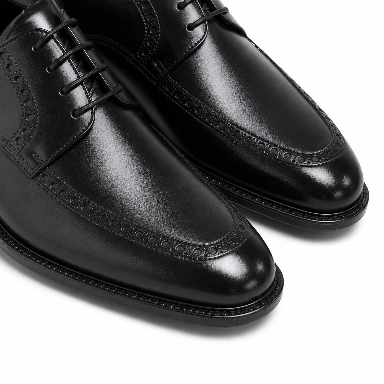 Black Leather Brogue Shoes