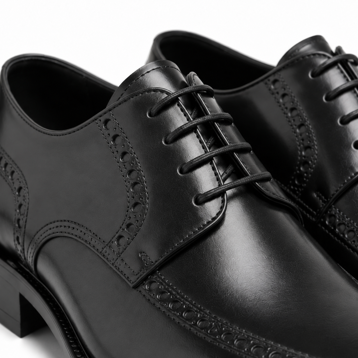 Black Leather Brogue Shoes