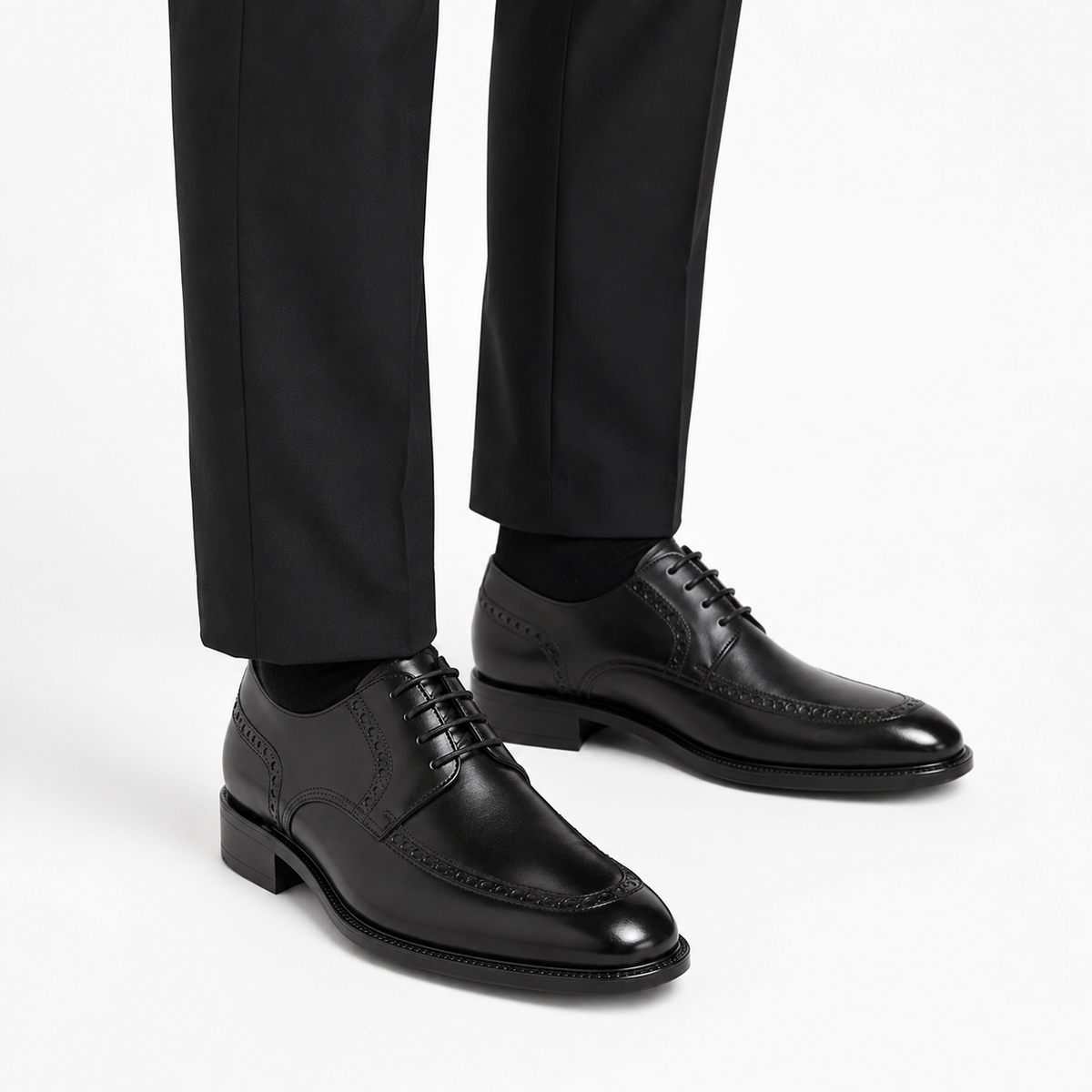 Black Leather Brogue Shoes