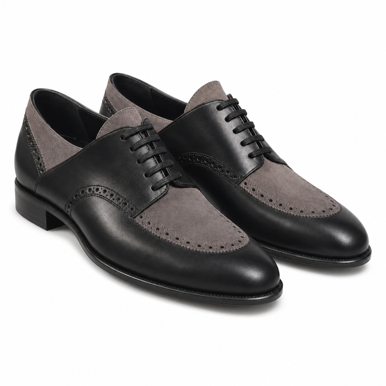 Black & Grey Suede Leather Brogue Oxfords