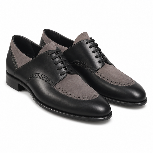 Black & Grey Suede Leather Brogue Oxfords