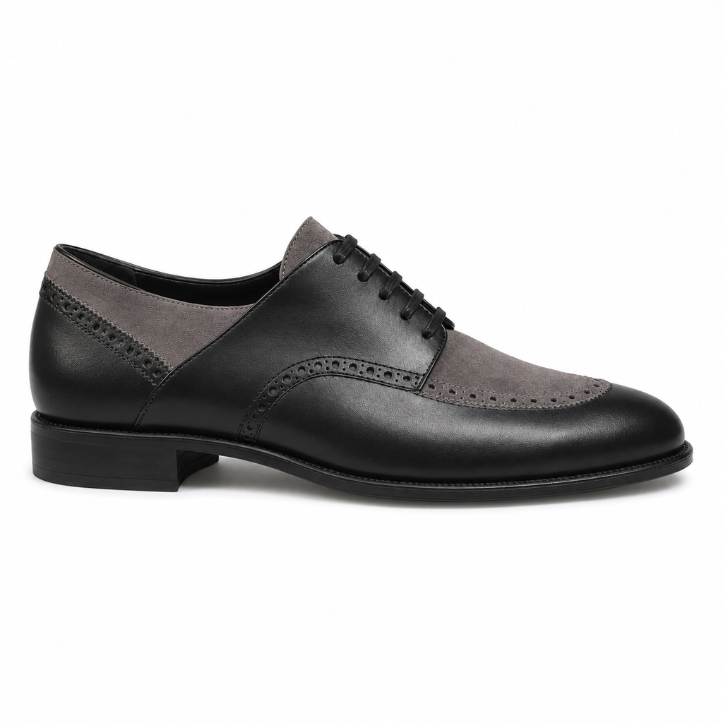 Black & Grey Suede Leather Brogue Oxfords
