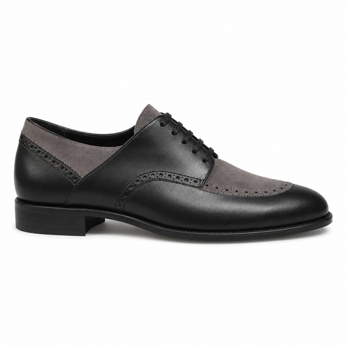 Black & Grey Suede Leather Brogue Oxfords