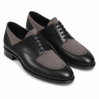 Black & Grey Suede Leather Brogue Oxfords