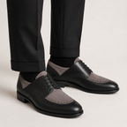 Black & Grey Suede Leather Brogue Oxfords