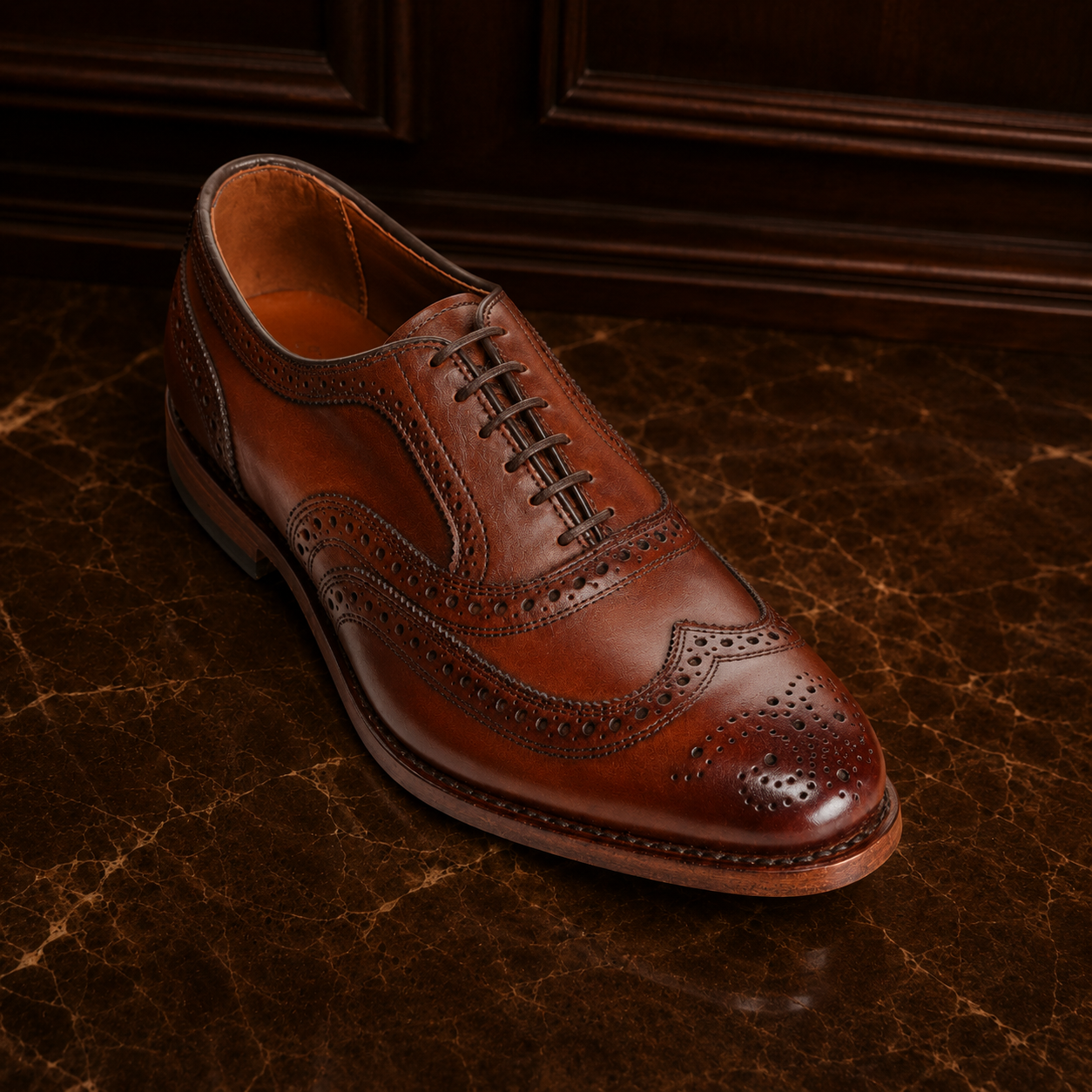 Heritage Brown Wingtip Brogue Oxford Shoes