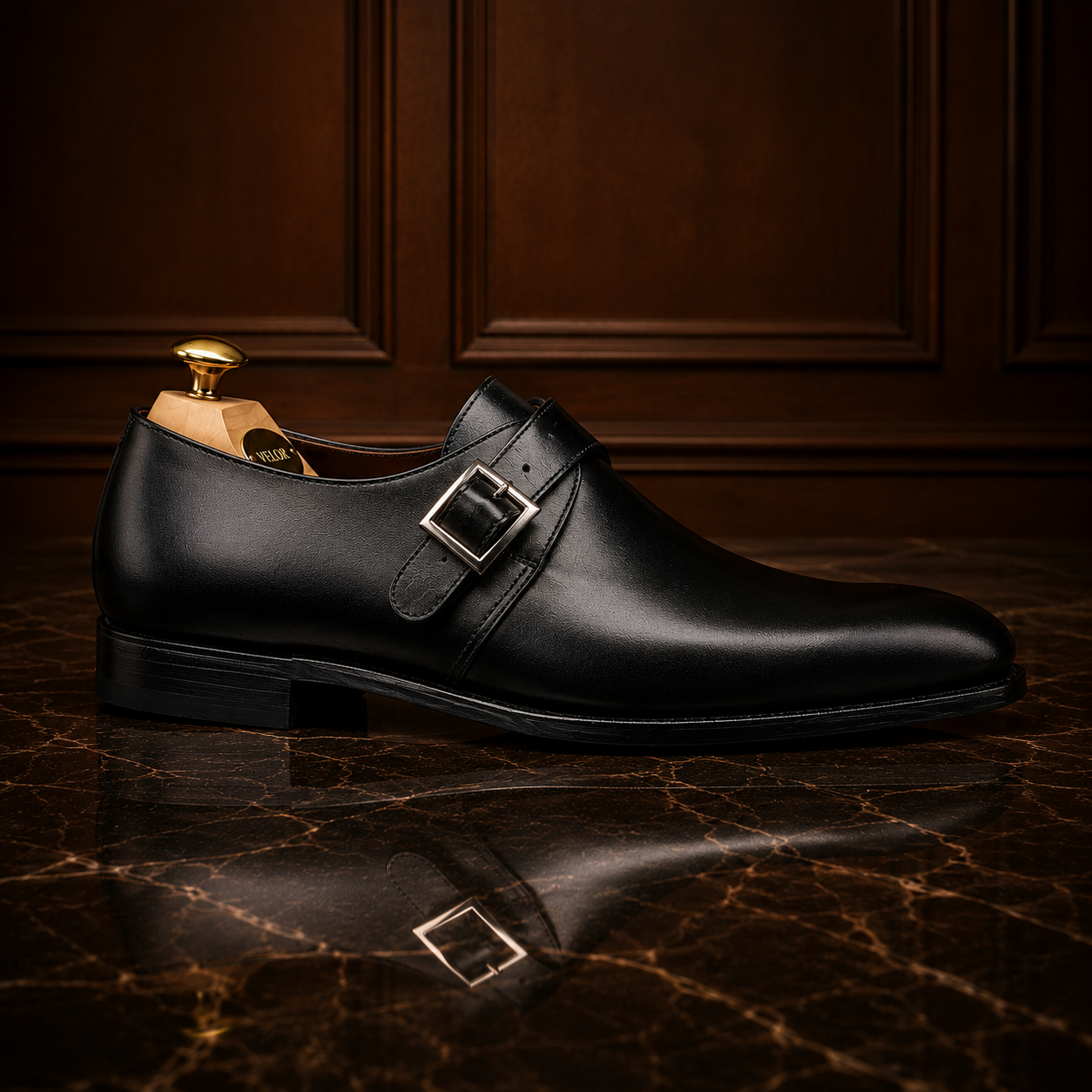 Noir Buckle Monk