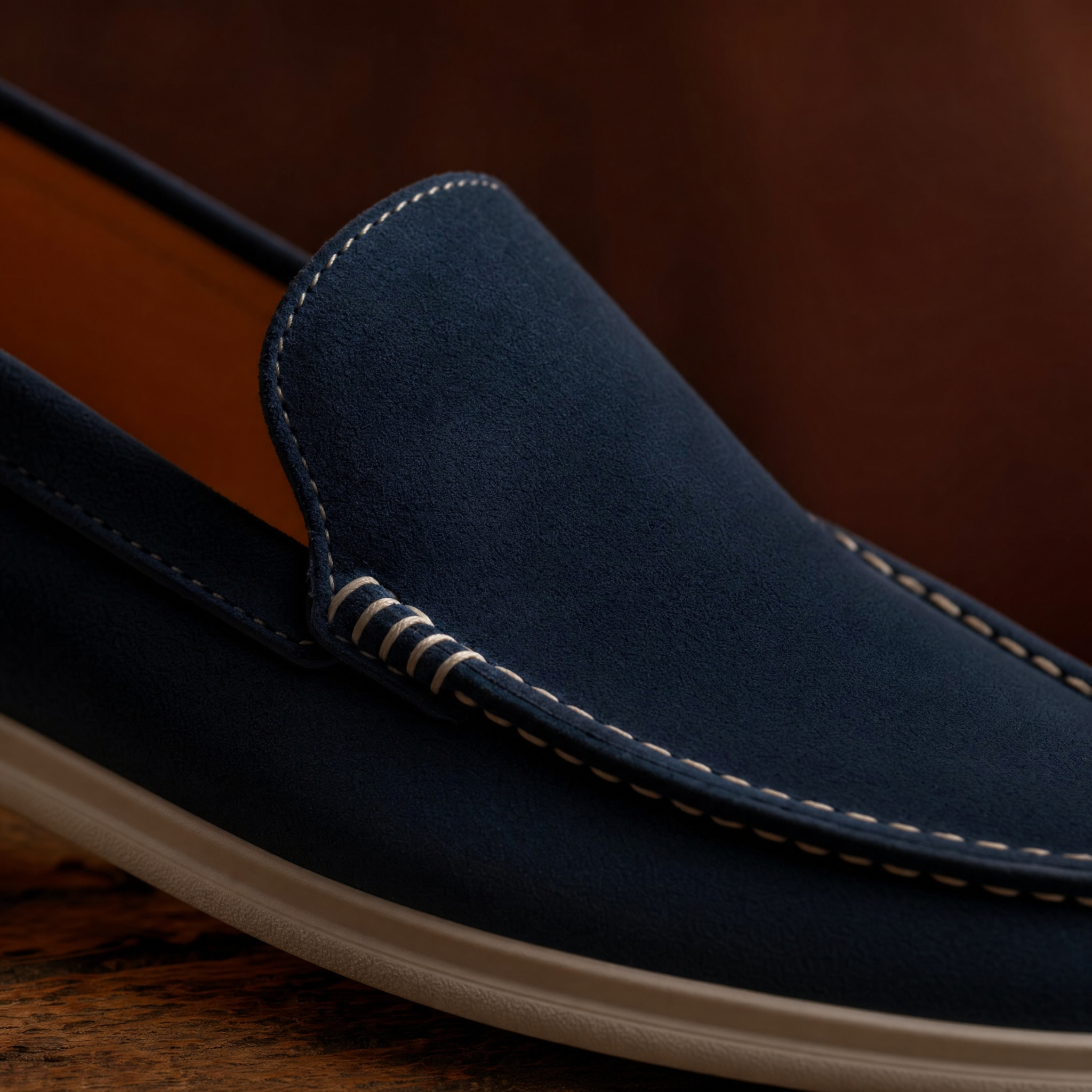 Premium Navy Blue Suede Loafers
