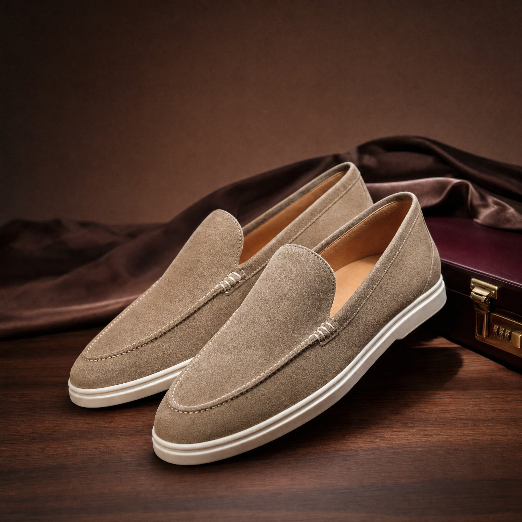 Premium Tan Beige Suede Loafers