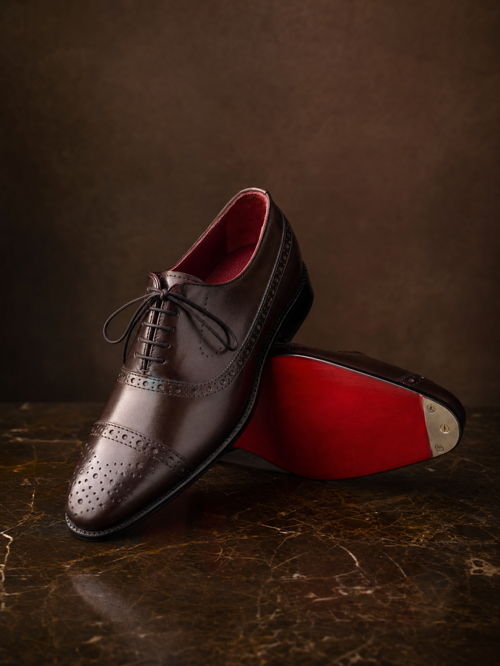 Luxury Brown Leather Brogue Shoes