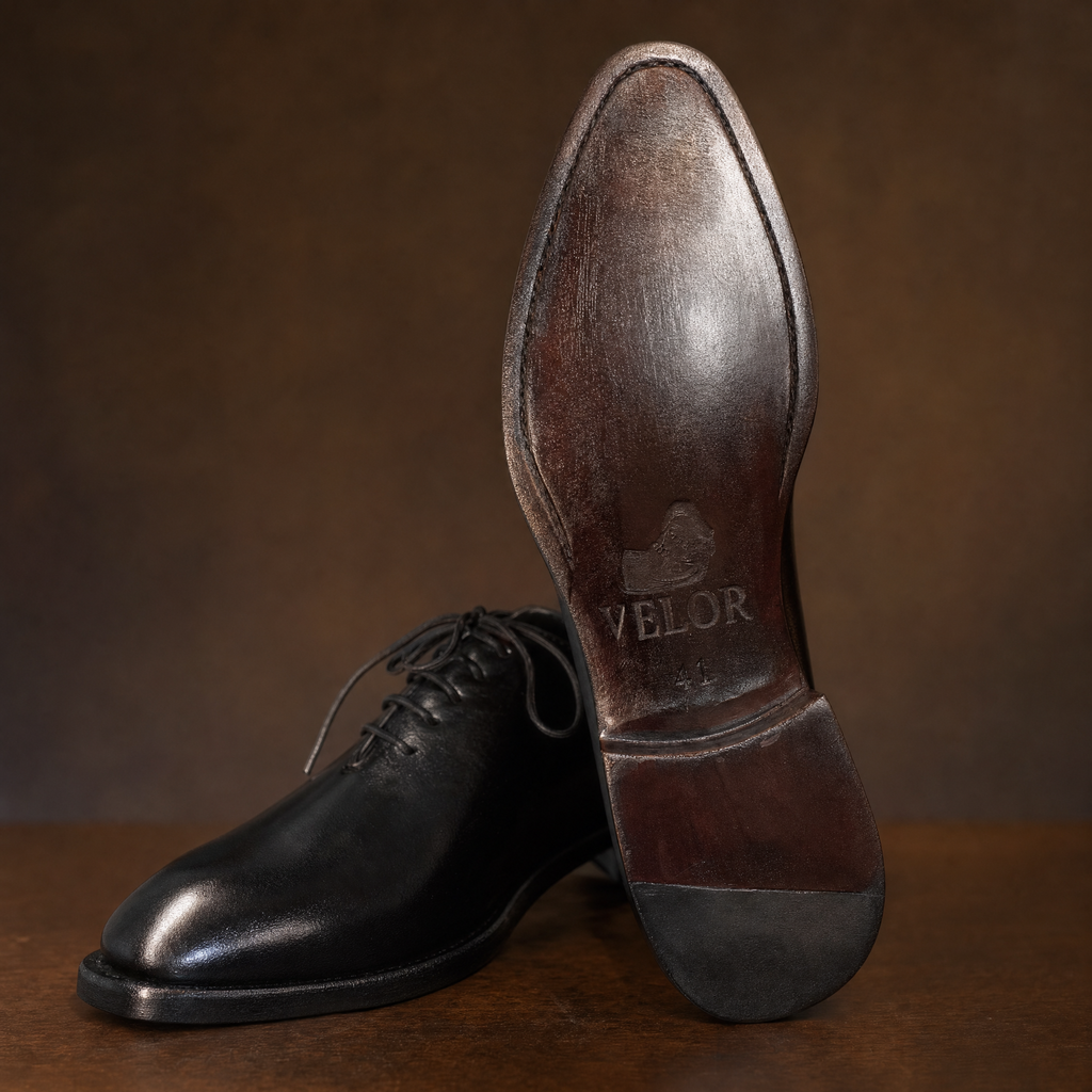 Premium Black Leather Wholecut Oxford Shoes